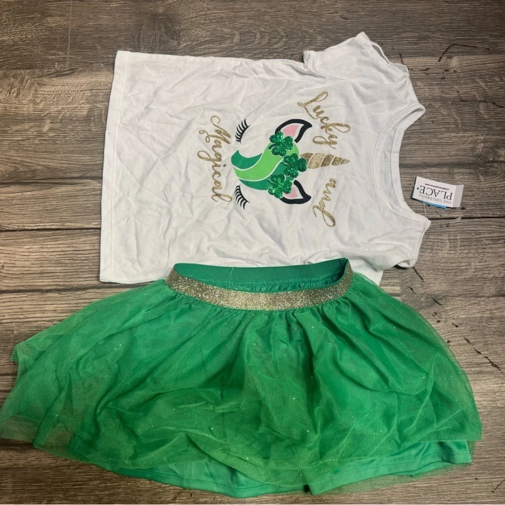 The Children's Place Green Skirt with Gold Accents